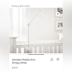 White Pottery Barn Crib Mobile Arm
